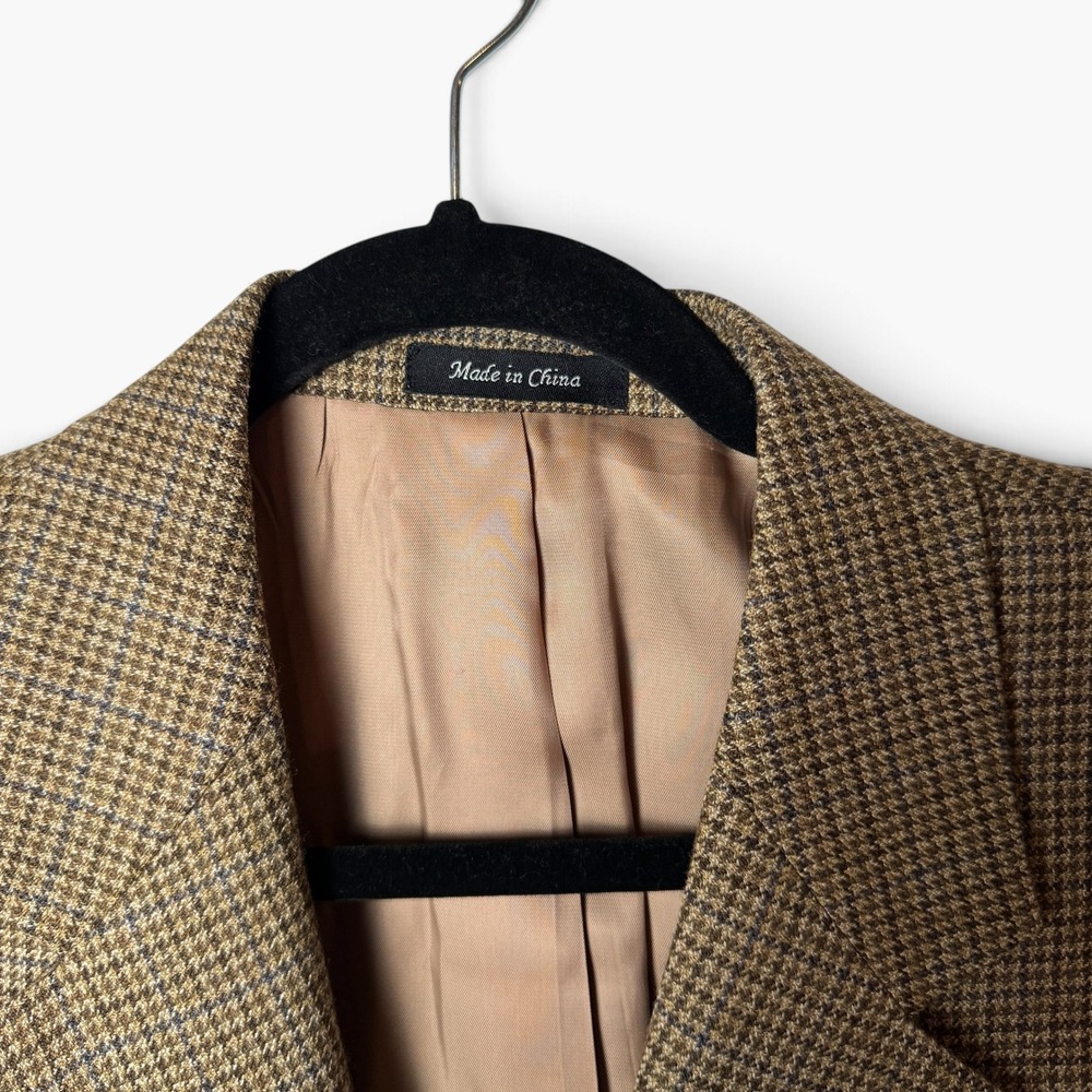 Vintage Lauren Ralph Lauren Men's 100% Wool Brown Houndstooth Sport Coat 46R - Picture 7 of 10